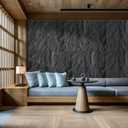 KASARO PU 3D Faux Stone Wall Panels, 4 PCS Wainscoting Panel for Interior Wall Decor, Cement Texture Accent for Home, Office, 47.223.6inch, Dark Black