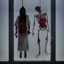 Halloween Decorations Window Clings Decor Scary Female Ghost & Skeleton Ghost Horror Halloween Glass Stickers Decals Hanging Women Ghost School Home Office Party Supplies for Glass Windows (Style 18)