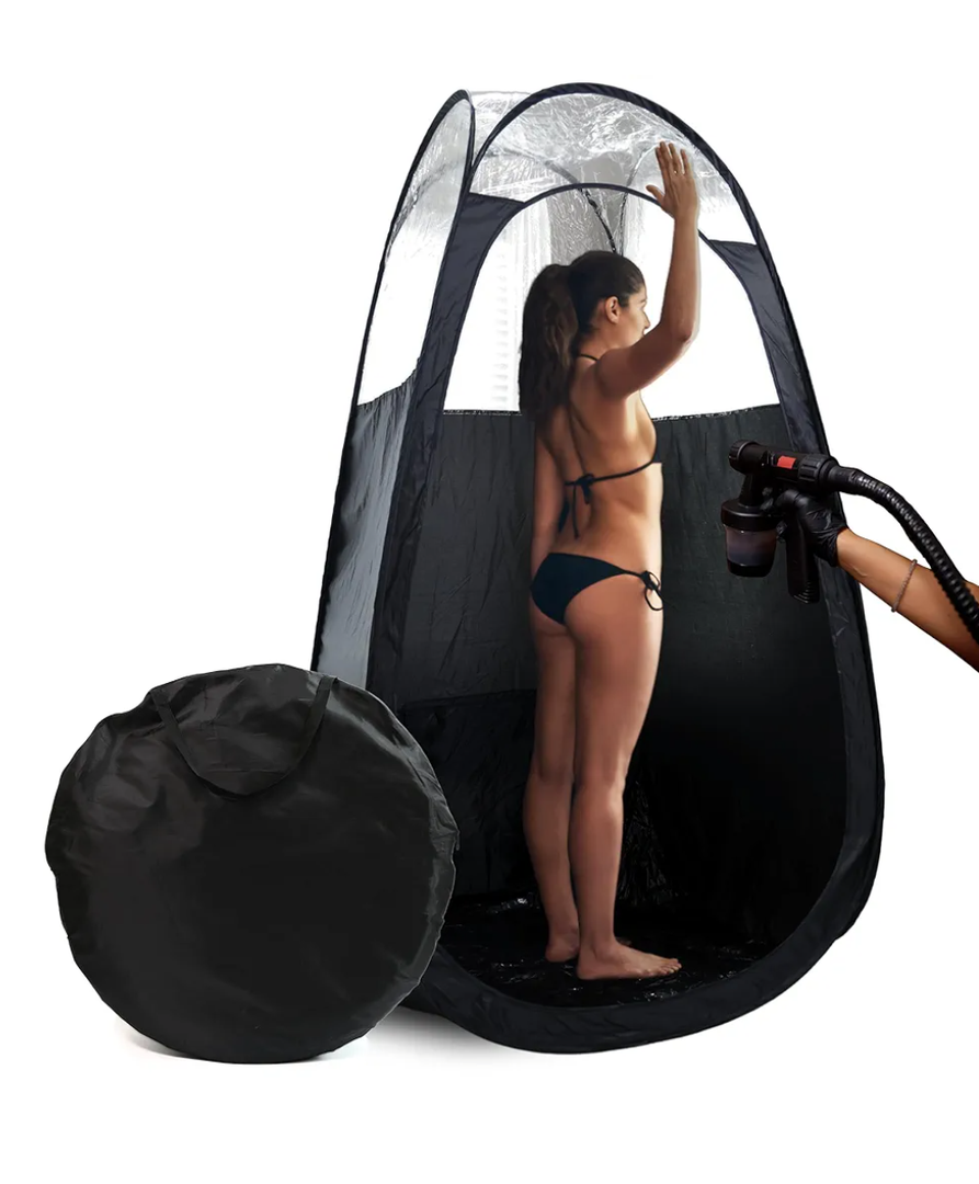 Large Spray Tan Tent – Deluxe Pop Up Tent Portable Tanning Booth with Carry Case – Clear Window for Perfect Spray Tanning – Easy Clean for Home & Salon