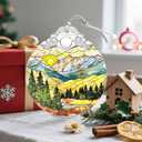 3 x Christmas Ornament, Christmas Decoration, Stained Glass Ornament, Heirloom Keepsakes, Holiday Ornaments, Holiday Presents, Unique Xmas Gifts, Gift Exchange Ornaments, Gift Idea - Mountain Range