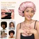 YANIBEST Adjustable Satin Bonnet Double Layer Hair Bonnet for Sleeping Bonnets for Women Hats Curly Natural Hair, Blush Pink (One Size)