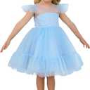 Nileafes Girls Polka Dot Dress Wedding Party Princess Dresses Size110 (3-4 Years, 747 Blue-N)