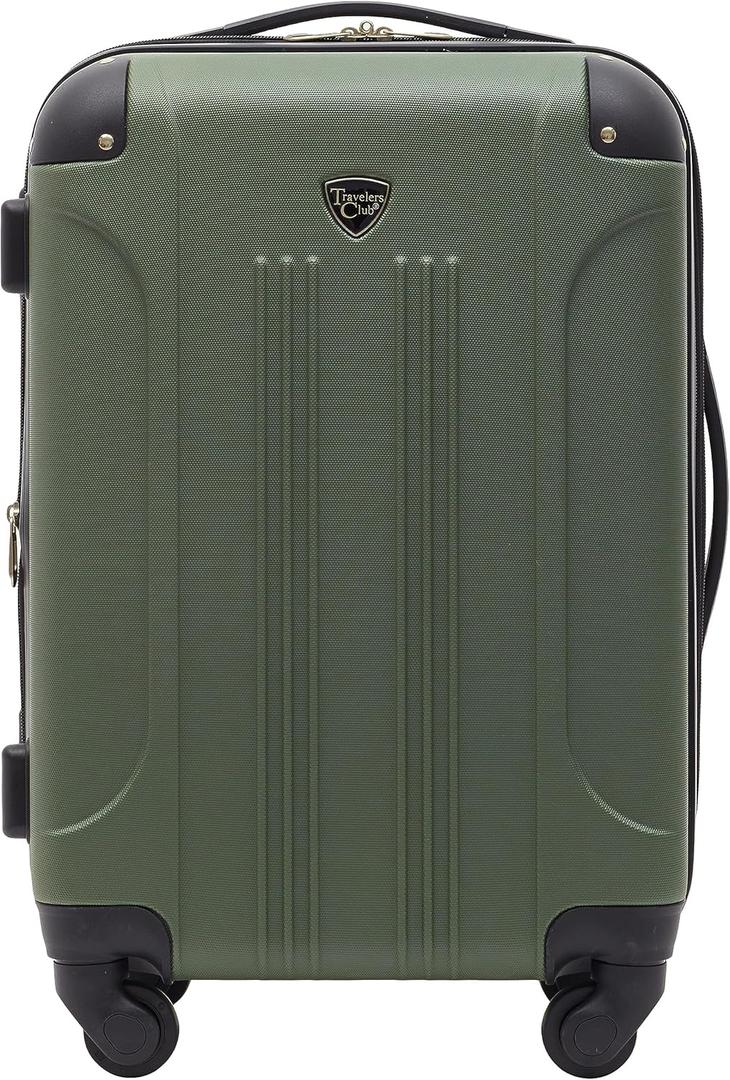 Travelers Club Chicago Hardside Expandable Spinner Luggage, Thyme Green, 20" Carry-On
