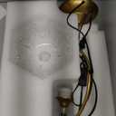 Vintage Table Lamp with a Floral Amber Glass Shade, A Plug-in Nightstand Lamp in Matte Brass Finish for Bedroom, Living Room,Office, and Desk