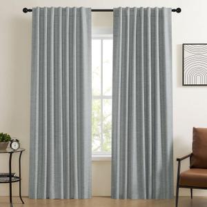 UHITECH Bedroom Blackout Curtains 84 Inch Length 2 Panels Set Grey Linen Curtain Thermal Insulated Noise Reducing for Living Room Modern Black Out Drapes for Dining Room
