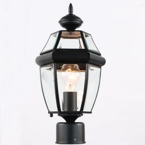 Kalium Outdoor Post Lights, 15" Lamp Post Light Fixture Waterproof Aluminum Housing with Glass, E26 Base Matte Black Lamp Posts Outdoor Lighting for Garden Patio Pathway Walkway Pole not Included
