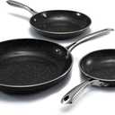 Granitestone Ceramic Nonstick Frying Pan Set 3pc 8/10/12 inch, Non Toxic Skillet, PFAS & PFOA Free Cookware Set, Induction Compatible Egg Pan, Oven Safe to 500F, Dishwasher Safe - Black
