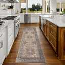DECOMALL Runner Rug for Hallway Kitchen, Washable Long Rugs Brown, Bohemian Vintage Foldable Carpet for Entryway Entrance, 2'6"x9'