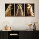 3Pcs Virgin Mary Canvas Wall Art Our Lady of Guadalupe Radiating Golden Wall Decor Pictures Black Religious Catholic Poster Prints for Church Prayer Room Christian Home Decoration 12x16in Unframed