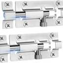 INBOF 2 Pack Slide Lock, 3 Inch Barrel Bolt Latch, Door Latch Lock with 12 Screws, Stainless Steel Slide Locks for Inside Door