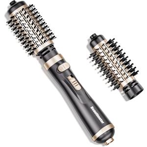 Beautimeter Hair Dryer Brush 3-in-1 Hair Styler: Rotating Blow Dryer Brush with 2-Inch and 1.5-Inch Brushes (Black & Gold)