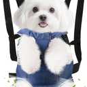 Inspack Dog Backpack Carrier/Cat Carrier, Adjustable Pet Front Carriers Travel Bag for Puppy Med Dogs, Legs Out, Soft Ventilated Dog Chest Carry Backpacks for Hiking/Camping, 2.5-4 lbs, Indigo Denim