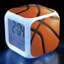 Basketball Alarm Clock for Kids Boy Girl 7 LED Color Changing Wake Up Clock Home Decor Bedroom Digital with Temperature Display (Baseball Theme)