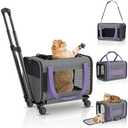 Cat Carrier on Wheels Airline Approved: Betopet Rolling Cat Carrier for Small Dog Medium Cat Under 18lbs - Cat Soft Carrier Pet Travel Bag TSA Approved Under Seat for Airplane Transport Flight