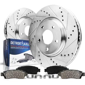 Detroit Axle - Front Brake Kit for Toyota Camry Avalon Lexus ES350 ES300h Drilled & Slotted Brake Rotors Ceramic Brakes Pads Replacement Brake Rotors