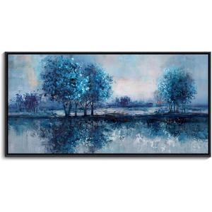 Framed Canvas Wall Art Canvas Prints Pictures for Bedroom Blue Tree Wall Art Painting Nature Landscape Artwork Large Size Picture for Home Office Living Room Bedroom Bathroom Wall Decor 20x40 (40L" x 20W")