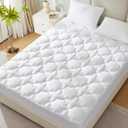 CozyLux Queen Mattress Pad - Cotton Cooling Queen Mattress Topper up 8-21" Deep Pocket Quilted Fitted Mattress Cover, Breathable & Soft Mattress Protector, 450GSM Thick Pillow Top (60"x80", White)