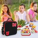 Insulated Lunch Box Set, Bow Mouse Preppy Initial Lunch Bag With Stainless Steel Bento Box, Cooler Snack Food Containers Back To School Gift Girls Teens Kid Women For Picnic Park Work Travel Black U
