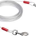 Amazon Basics Rust-Free Steel Wire Tie-Out Cable for Large Dogs up to 90 lbs, Dog Leash Run Tether, 25 feet, White
