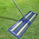 Updated Lawn Leveling Rake 30"x10", Lawn Leveler with Aluminum Rollers, Yard Leveling Rake Stainless Steel with 27-80" Adjustable Handle, Heavy-Duty Ground Leveler Suit for Garden,Golf,Lawn,Farm,Blue