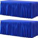 Wish Care 2 Pack Royal Blue Rectangle Table Clothes for 6 Foot Tables, Polyester Fitted Tablecloths 6t Stretch Table Cover for Wedding, Birthday, Parties, Trade Show, Craft Show, Size: 72" x 30" (6 Ft - 2 Pcs)