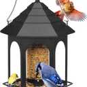 Kingsyard Metal Bird Feeder for Outdoors Hanging, 3 lbs Seed Feeder, Wild Bird Feeders for Garden Cardinal Finch Bluebird, Easy to Fill & Clean, Black