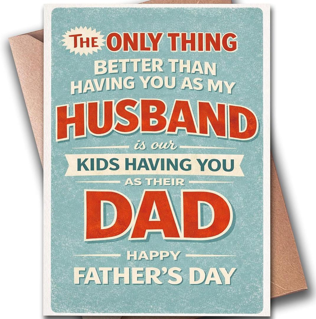 3 x Hqulpr Greeting Card, Funny Father's Day Card for Husband from Wife, Father's Dad Card, Fathers Day Present, 7x5 inches