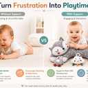 Tummy Time Activity Toy | Baby Sensory Pillow for Infants 0-6 Months | Pillow with Detachable Rattle | Crinkle & Teether Toys | Soft Breathable Floor Pillow for Newborns and Babies