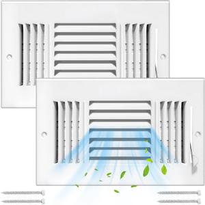 6 Pcs 12x8 Inch Air Vent Covers for Home Ceiling,3-Way Solid Metal Ceiling Register,Return Air Vent Cover for Wall(White,Interior Size 12 x 8)