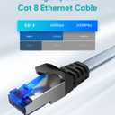 BUSOHE Cat 8 Ethernet Cable 50 ft, Nylon Braided High Speed Heavy Duty Network LAN Patch Cord, 40Gbps 2000Mhz SFTP Shielded RJ45 Flat Internet Cable for TV/PC/Router, in Wall, Indoor, Outdoor