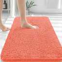OLANLY Bathroom Rugs 30x20, Extra Soft Absorbent Chenille Bath Rugs, Rubber Backing Quick Dry, Machine Washable Bath Mats for Bathroom Floor, Tub and Shower, Home Decor Accessories, Coral