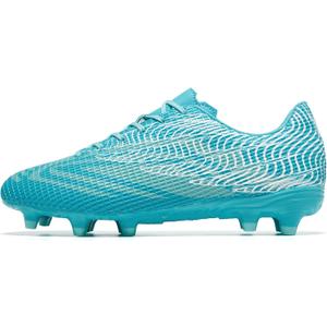 Women's Soccer Cleats for Men Outdoor Rugby Football Shoes Lightweight Withe Lace Sneakers, Size: 7 Women/6 Men (Aqua Blue/White)