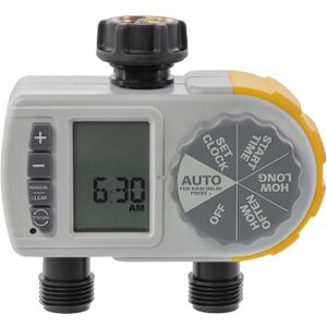 Solterra 28153 Single-Dial Two-Outlet Hose Timer, Gray