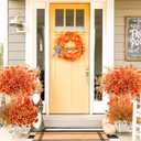 Uieke 72PCS Artificial Mums for Outdoors Fake Fall Outdoor Violet Flowers Orange Calla Lilly and Autumn Ferns No Fade for Outside Window Box Porch Planters Garden Decor