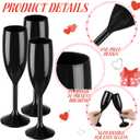 Domensi 100 Pack Black Acrylic Champagne Flutes Bulk 6 oz Unbreakable Reusable High Stem Plastic Toasting Goblets for Wedding, Party, Camping & Restaurant