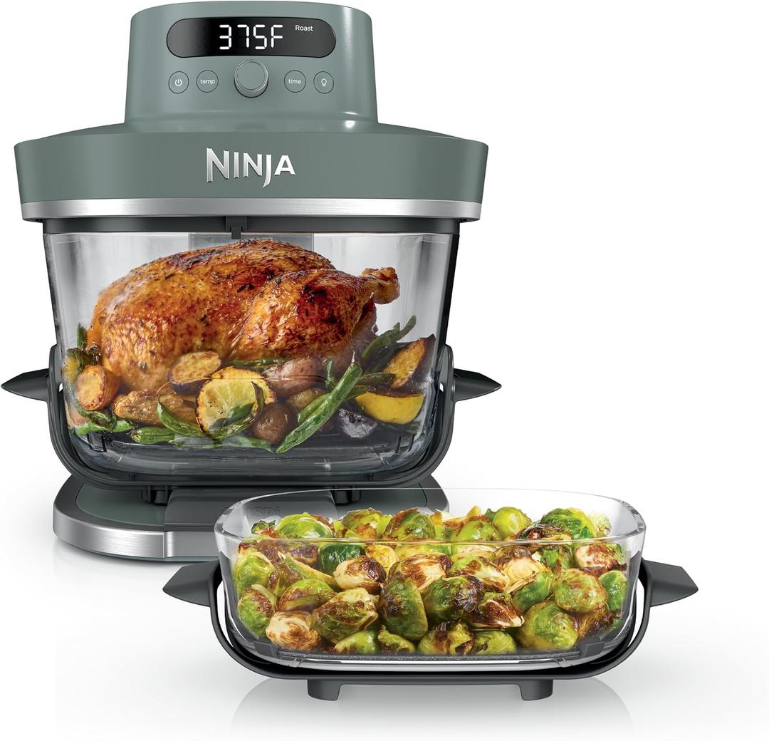 Ninja Crispi Pro 6-in-1 Glass Air Fryer | 450F, Nontoxic, 6qt & 2.5qt Containers & Lids | Microwave, Freezer, Dishwasher Safe | Max Crisp, Air Fry, Bake, Roast, Recrisp, Dehydrate | Ash Grey, AS101DG, 6 Quarts