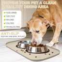Smilool Silicone Pet Food Mat with Raised Edge for Food and Water Bowl, Dog Feeding Mats, Cat Food Trays for Floor Waterproof, Rubber Tray for Dogs and Cats, 24 x 16 x 0.8 Beige