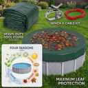 Extra Thick 24FT Round Swimming Pool Cover for Above Ground, Above-Ground Pool Cover with Winch and Cable, Windproof Tarp Straps UV-Resistant, Reinforced Edges (Army Green)