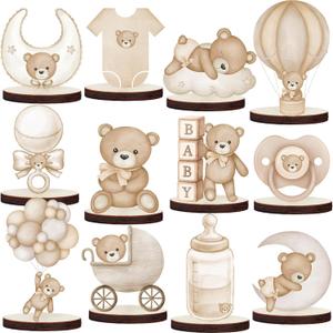 Bear Wood Centerpieces for We Can Bearly Wait Baby Shower Decorations Brown Bear Baby Shower for Boys Birthday Party Supplies