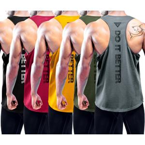 Boyzn Men's 1, 3 or 5 Pack Y-Back Workout Tank Tops, Athletic Muscle Gym Tank Tops, Fitness Bodybuilding Sleeveless T-Shirts, XXL