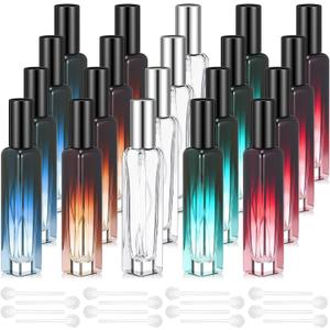 Domensi 20 Pcs 10/15/20/30 ml Perfume Travel Refillable Glass Bottles Spray Bottle Perfume Atomizer for Cologne Dispenser Leak-proof Fragrance Bottles Atomizer Pump Kit (15 ml,Amber Color)