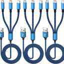 IDISON Multi Charging Cable(3Pack 4FT), 3 in 1 Charging Cable for Multiple Devices, USB-A Multi Charger Cord with Type-C, Micro USB and IP Port for iPhone 16/15/14/13/iPad/Android/Tablets and More