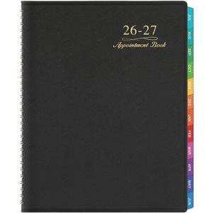 Appointment Book/Planner 2026-2027 - Weekly Appointment Book 2026-2027, July 2026 - June 2027, Daily/Hourly Planner with Tabs, 15 Minutes, 8.26" x 11.4", Wirebound - Black