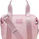 Omanmoli Insulated Lunch Bag Lunch Box for Women Large Neoprene Crossbody Lunch Tote Bag Cooler Bag for Work Picnic Travel with Adjustable Shoulder Strap(Pink)