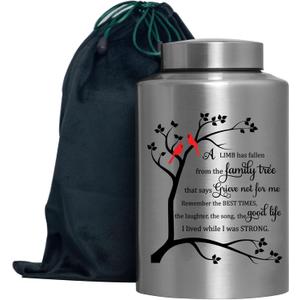 Cremation Urns for Human Ashes Adult Male Female Large Decorative Urn Cardinal Birds Urn up to 220lbs Memory Funeral Burial Urns for Human Ashes(Cardinals Family Tree)