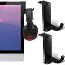 Angoily Headphone Stand Hanger for Monitor Desk Mount Adhesive Headset Holder Organizer for Over-Ear Gaming Headphones Compact 3.14X2.36X1.18 Inch Black Plastic Includes 5 Pieces