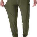 CANGHPGIN Mens Athletic Joggers with Zipper Pockets Lightweight Gym Sweatpants Men Tapered Workout Track Pants Jogging Running Green