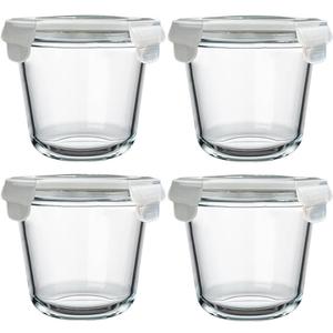 24 Oz Round Glass Food Storage Container, 3 Cup Round Glass Soup Container with Airtight Lids BPA free, Leakproof Borosilicate Storage bowls, Dishwasher Microwave Freezer Safe (4 Pack)