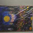 HLNIUC Mystical Midnight Moon Framed Wall Art Set, Abstract Wildflower Mountain Canvas Wall Decor, Forest Nature Wall Painting, Floral Landscape Art Print for Living Room, Bedroom, Office  24"x36"x3