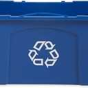 Rubbermaid Commercial Products, Recycling Bin/Box for Paper and Packaging, Stackable, 18 GAL, for Indoors/Outdoors/Garages/Homes/Commercial Facilities, Blue